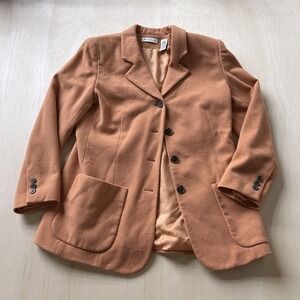 Ann Taylor Blazer Jacket Womens 8P Brown Wool Cashmere Lined Pockets Petite